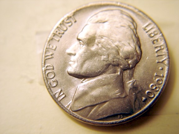 1980-P-Jefferson-Nickel---Missing-Bridge-Of-Nose